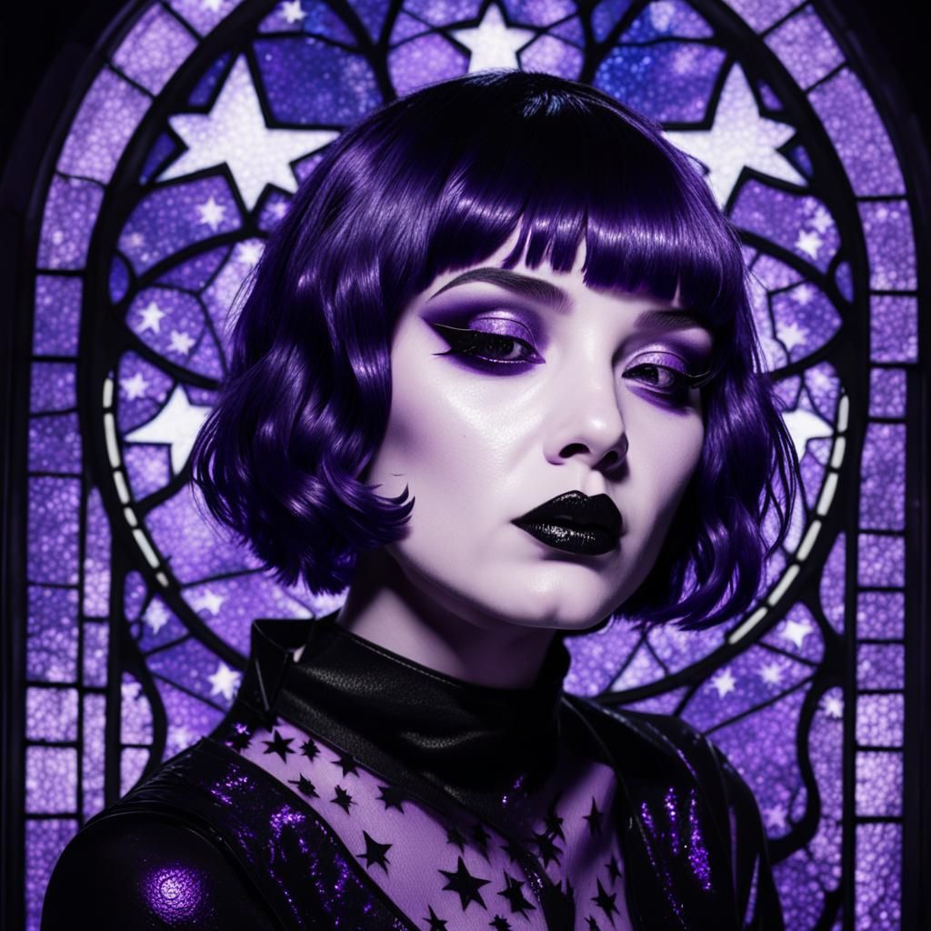 Violet Gothic Silhouette in Purple Temple