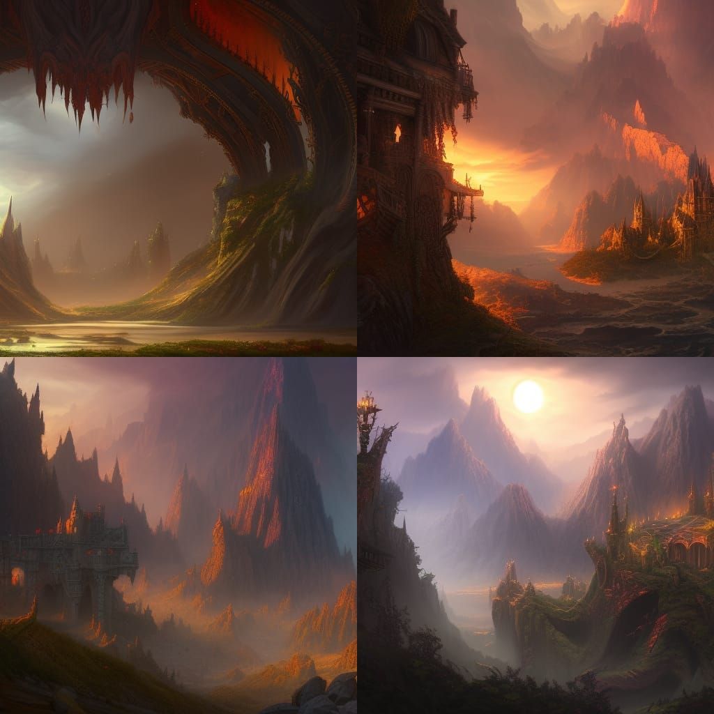 Fantastical Detailed Matte Painting in Deep Color