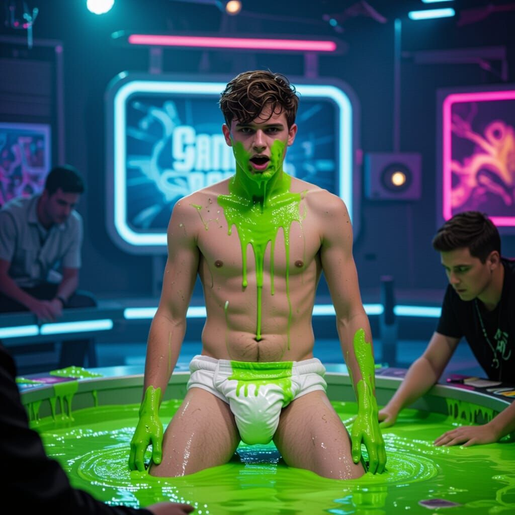 Slime-Covered Man in Diaper on Chaotic Gameshow