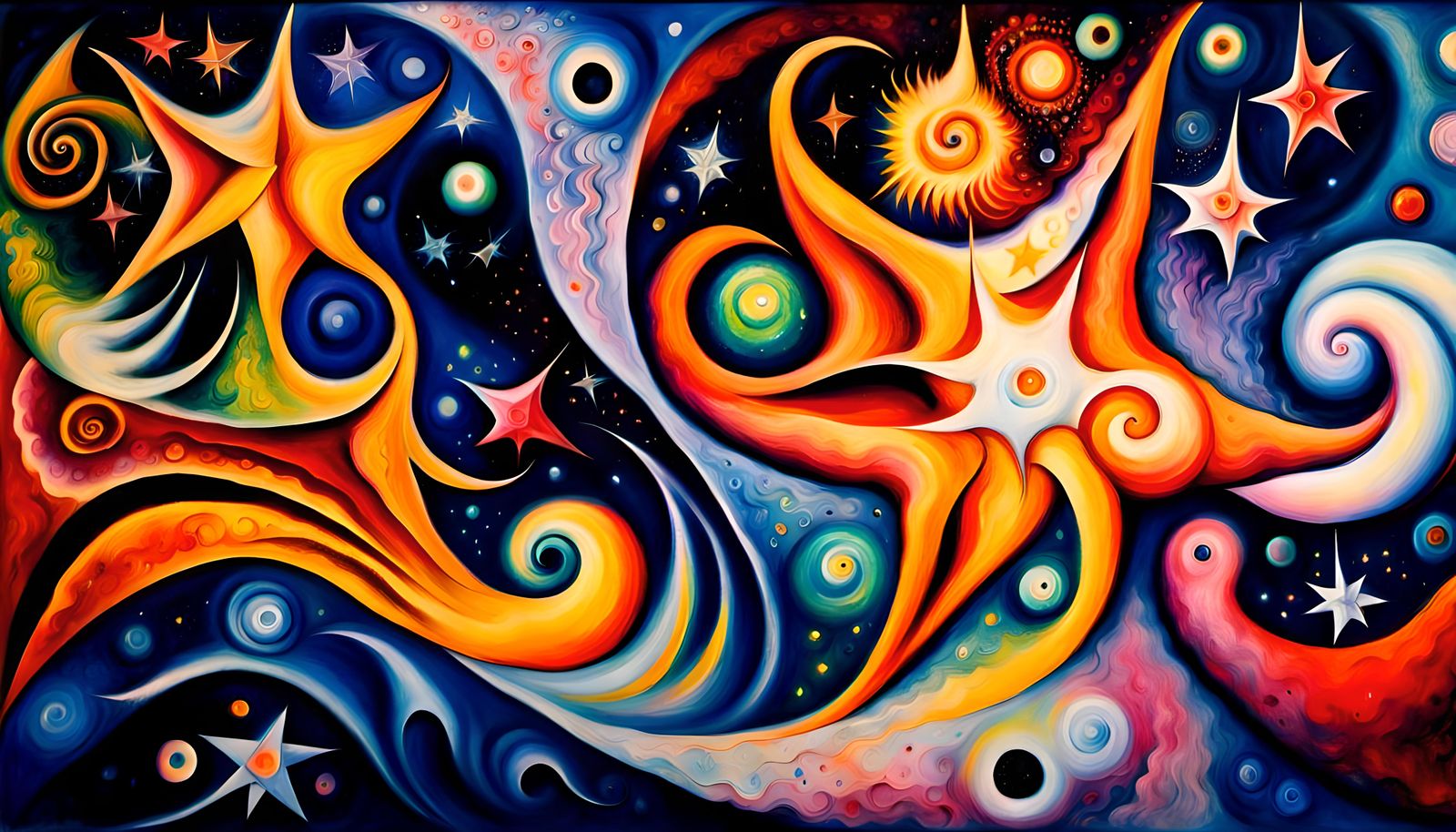 Cosmic Star Formation in Chagall Oil Painting Style