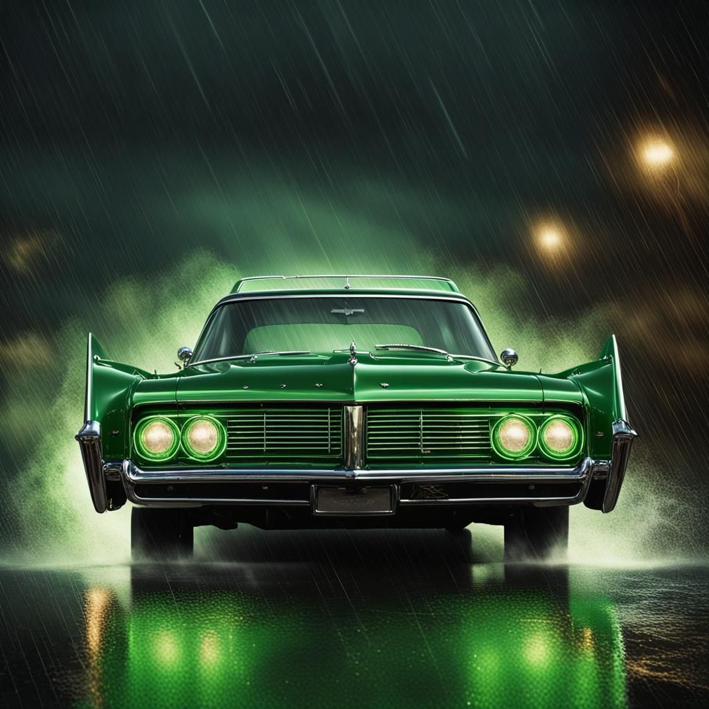 Green Hornet Car in Electric Storm