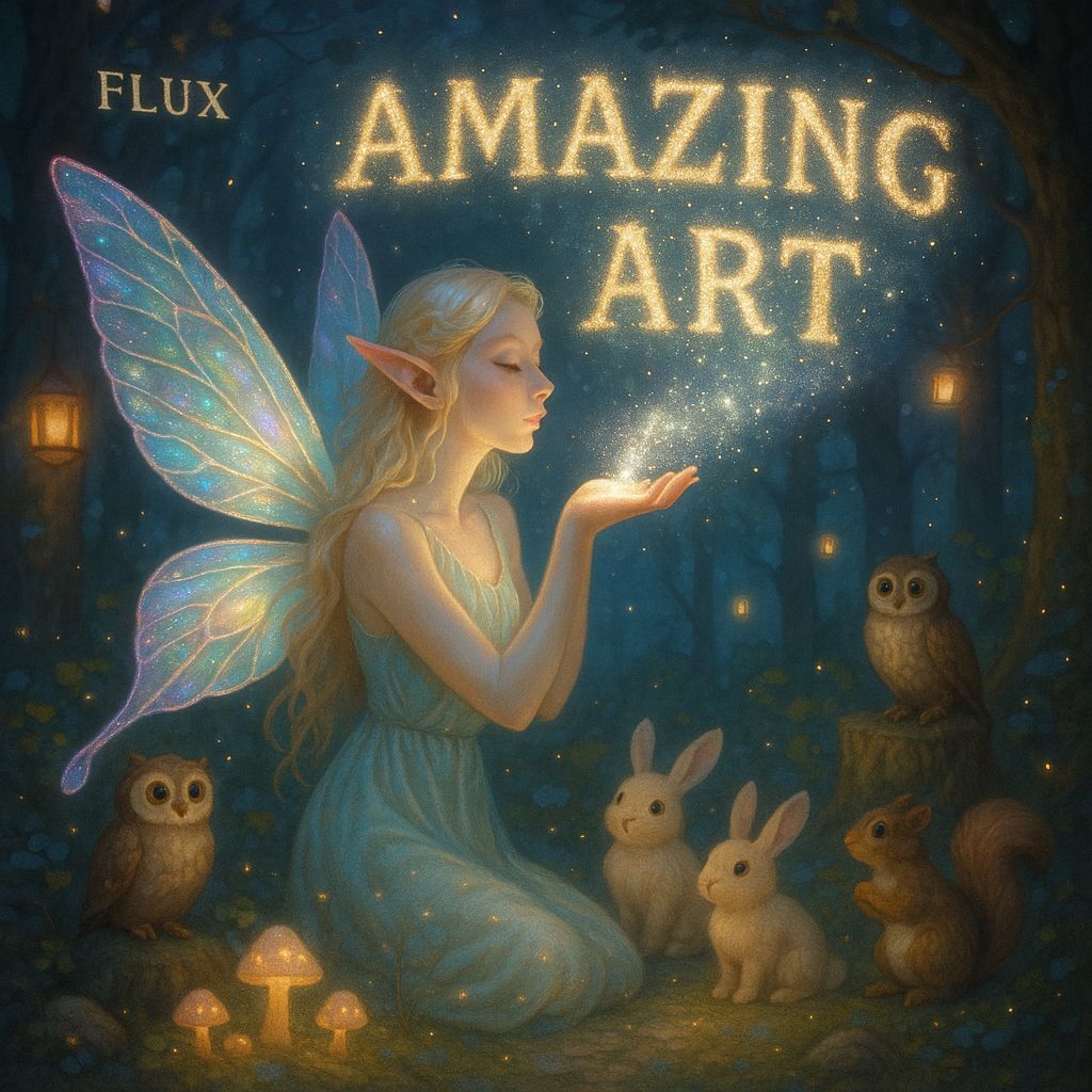 Radiant Elf in Enchanted Forest with Glowing Stardust