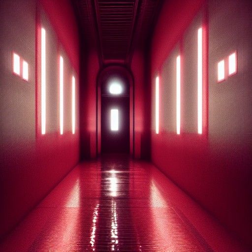 Dark Red Liminal Hallway in Dark Fantasy Style