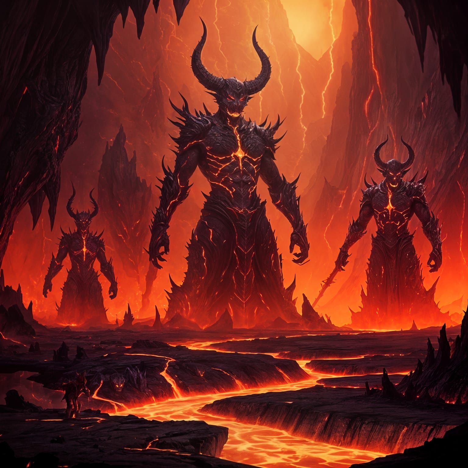 A vibrant, high-contrast vista of the underworld's mythical ...