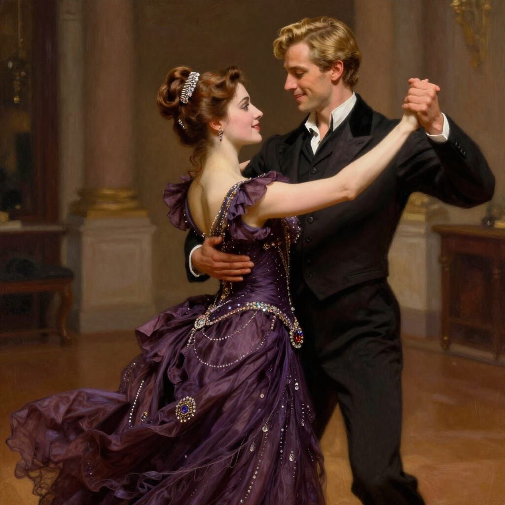 Ethereal Couple Dancing in Romantic Painterly Style