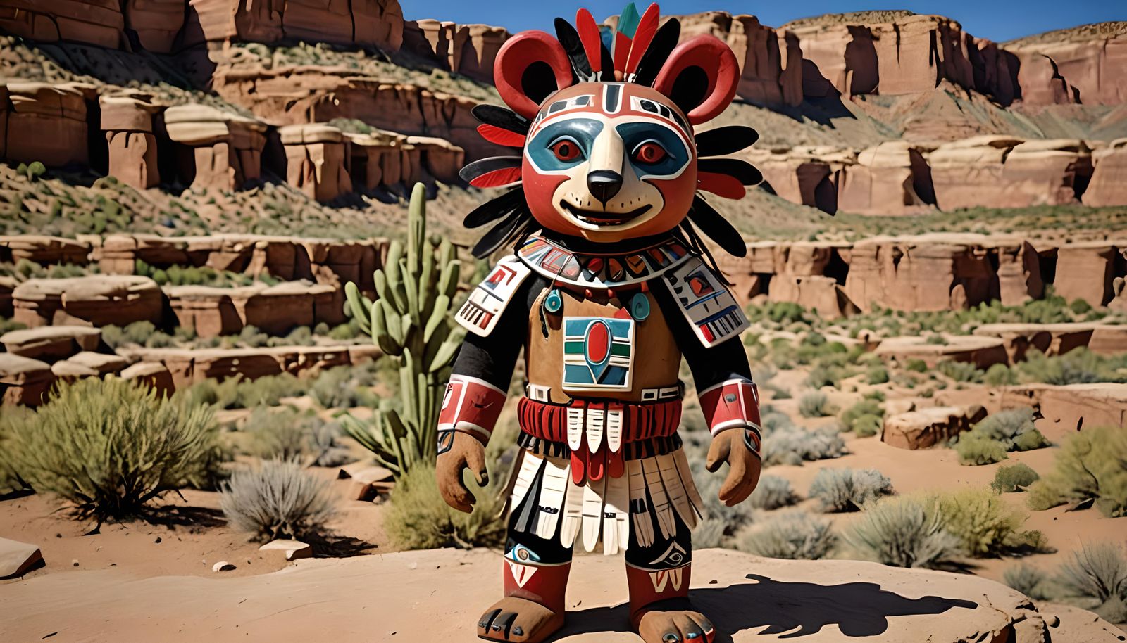 Hopi Bear Katsina Doll in Southwest Desert Colors