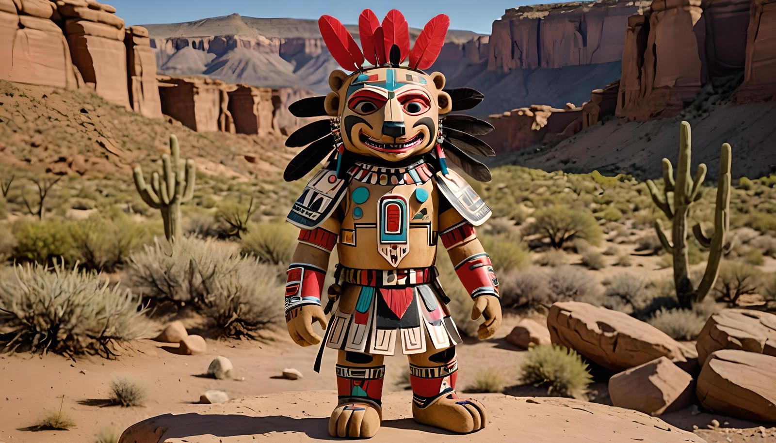 Majestic Hopi Bear Katsina Doll in Southwest Desert