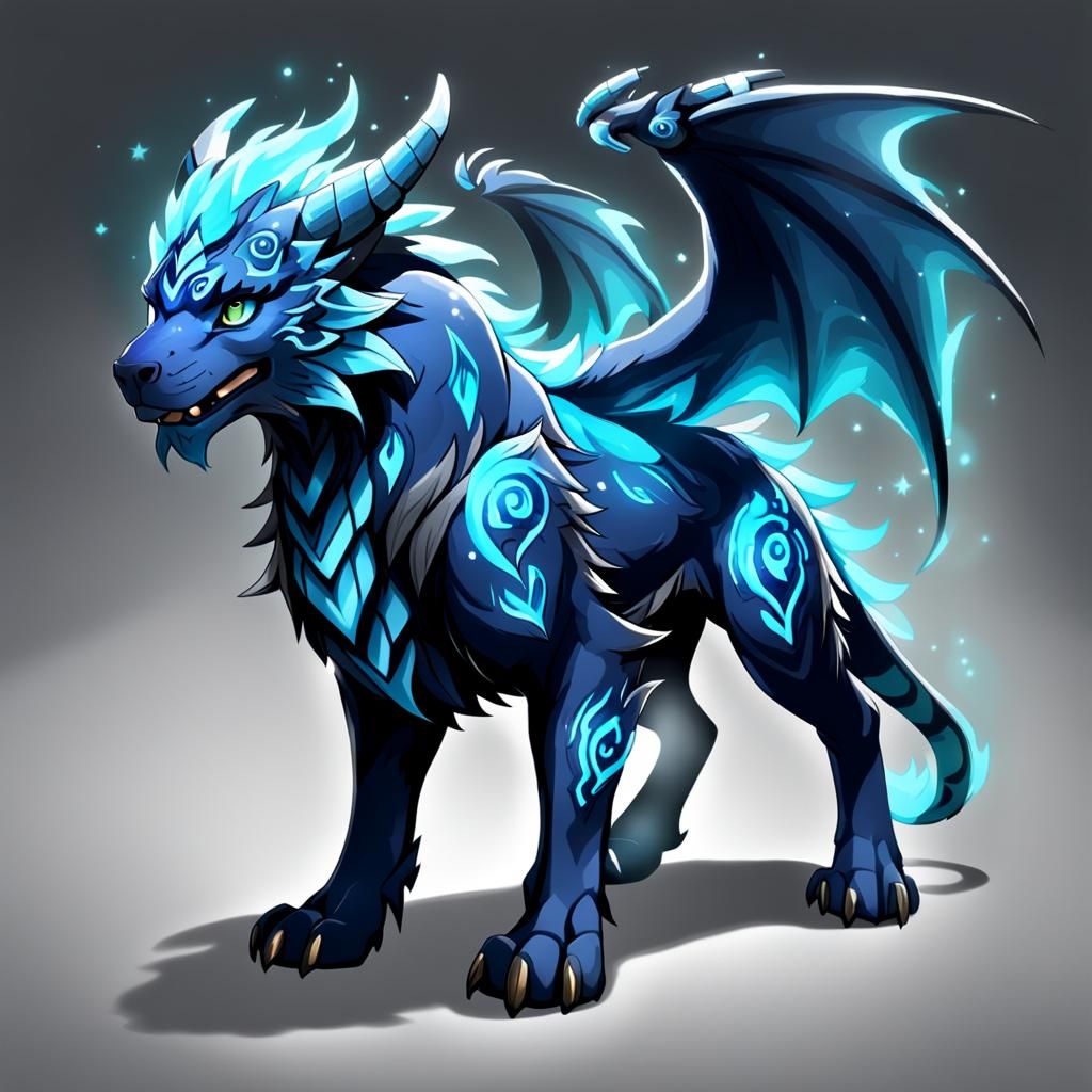 Blue Mythical Pet with Emerald Eyes