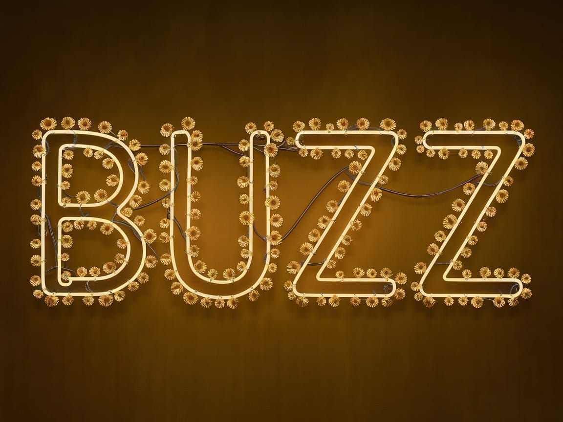 Buzzing Bees Form the Word Buzz in Floral Art