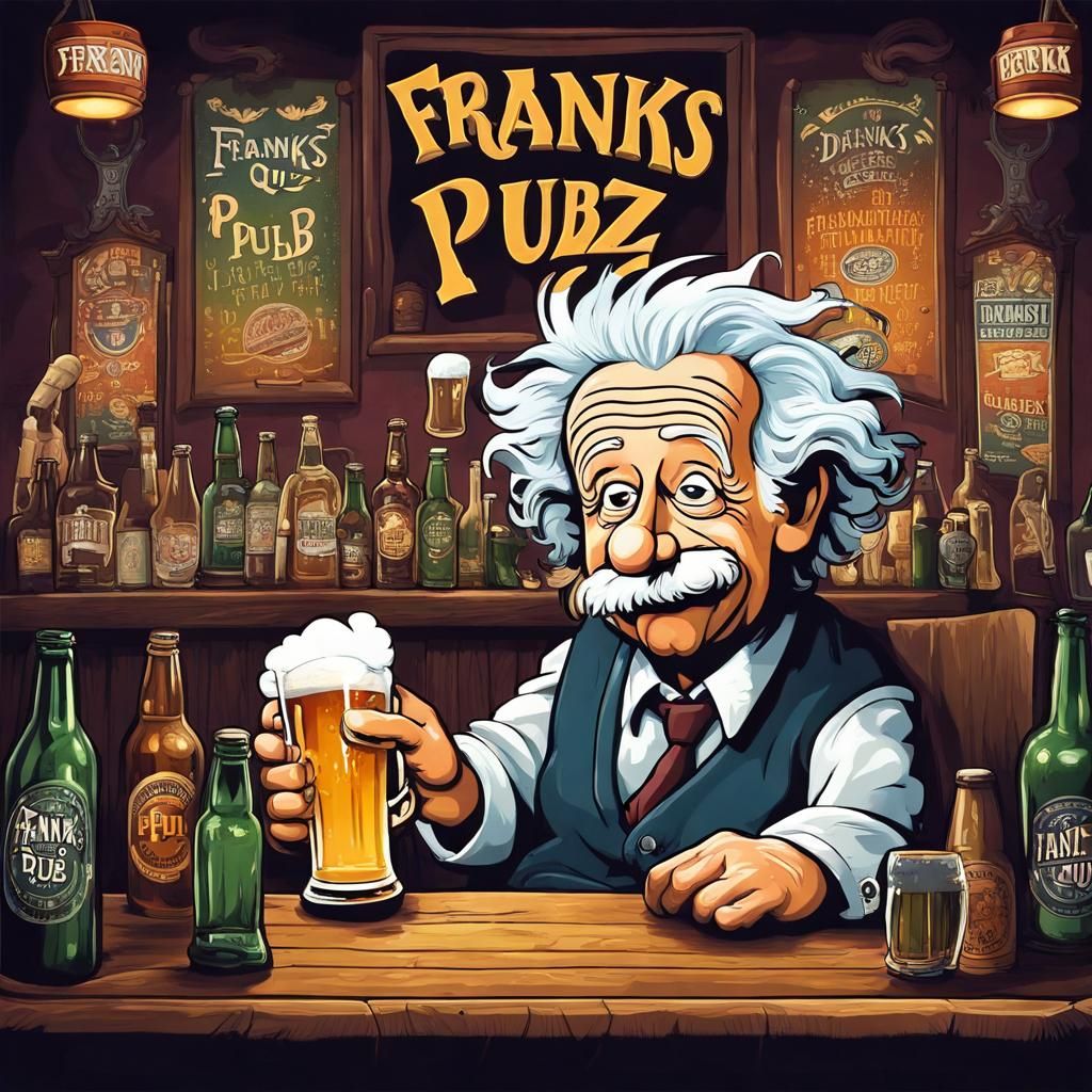 Einstein Does Pub Quiz: Cartoon Style Poster