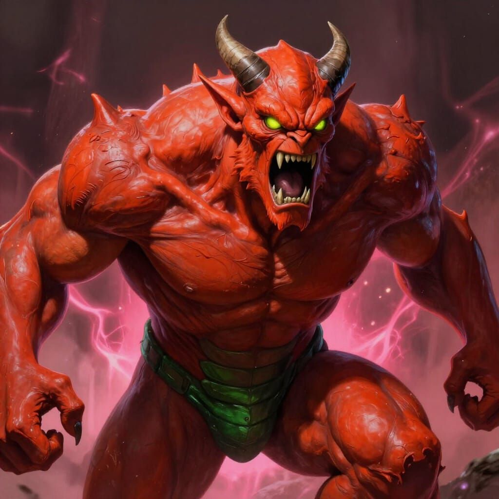 Muscular Grockk Shedim in Hyperrealistic Digital Painting