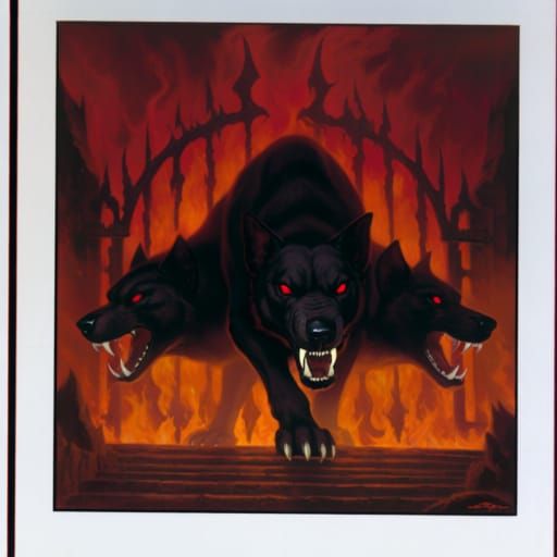 Cerberus Guards Fiery Gates of Hell