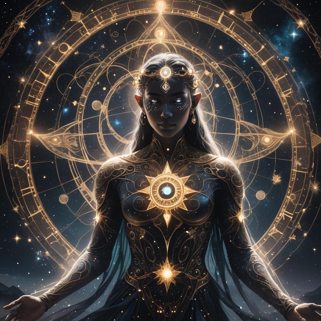 Mystical Entity Emerges in Star-Lit Night