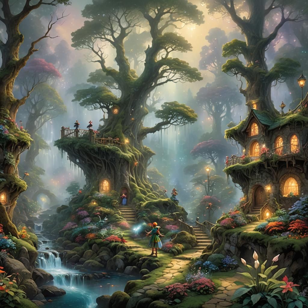 Ethereal Fantasy Forest with Pixies and Elves
