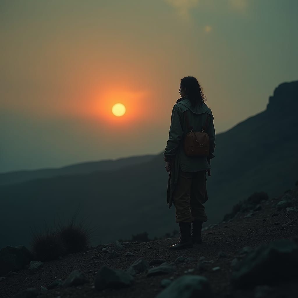 Desolate Figure at Dusk: A Cinematic Landscape