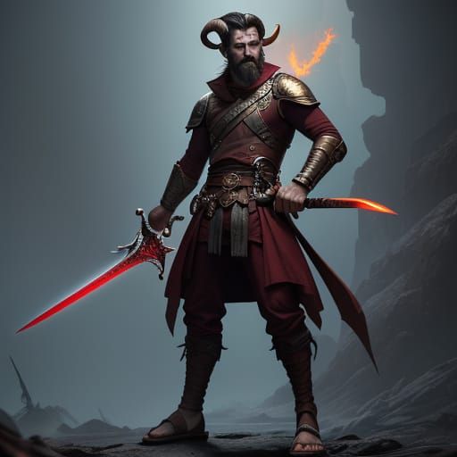 Tiefling Warrior in Epic Cinematic Style