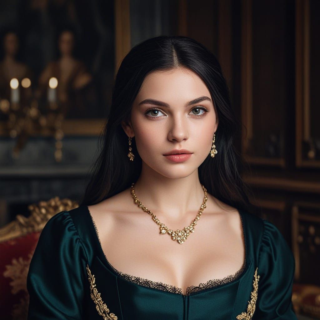 Regal Medieval Princess in Grand Castle Hall