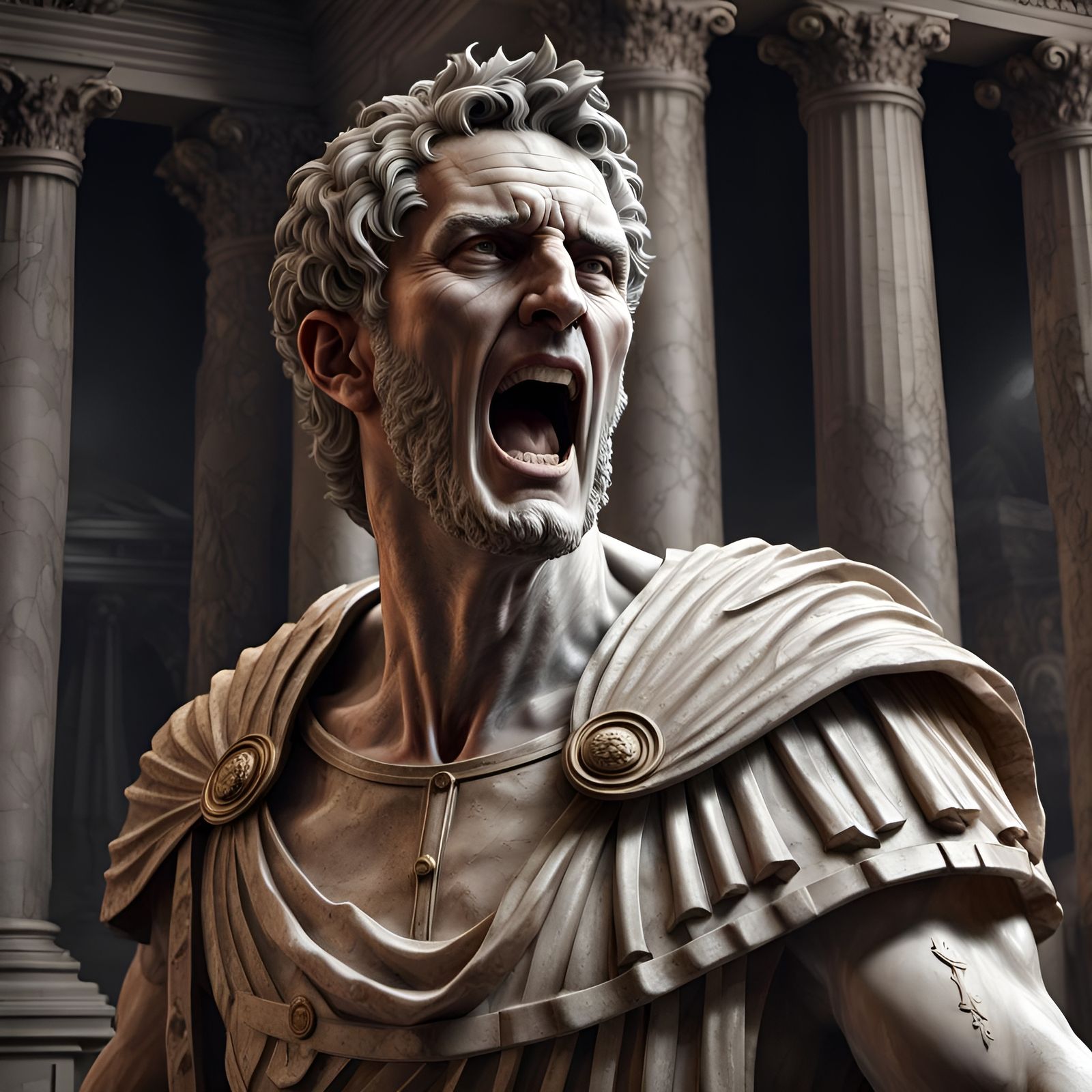 Epic Marble Statue of Caesar's Assassination