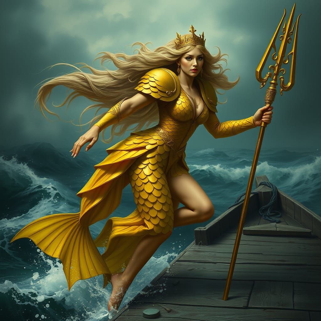 Regal Sea Queen Leaps onto Weathered Boat Dock