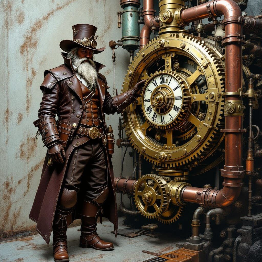 Steampunk Wizard in Clockwork Workshop