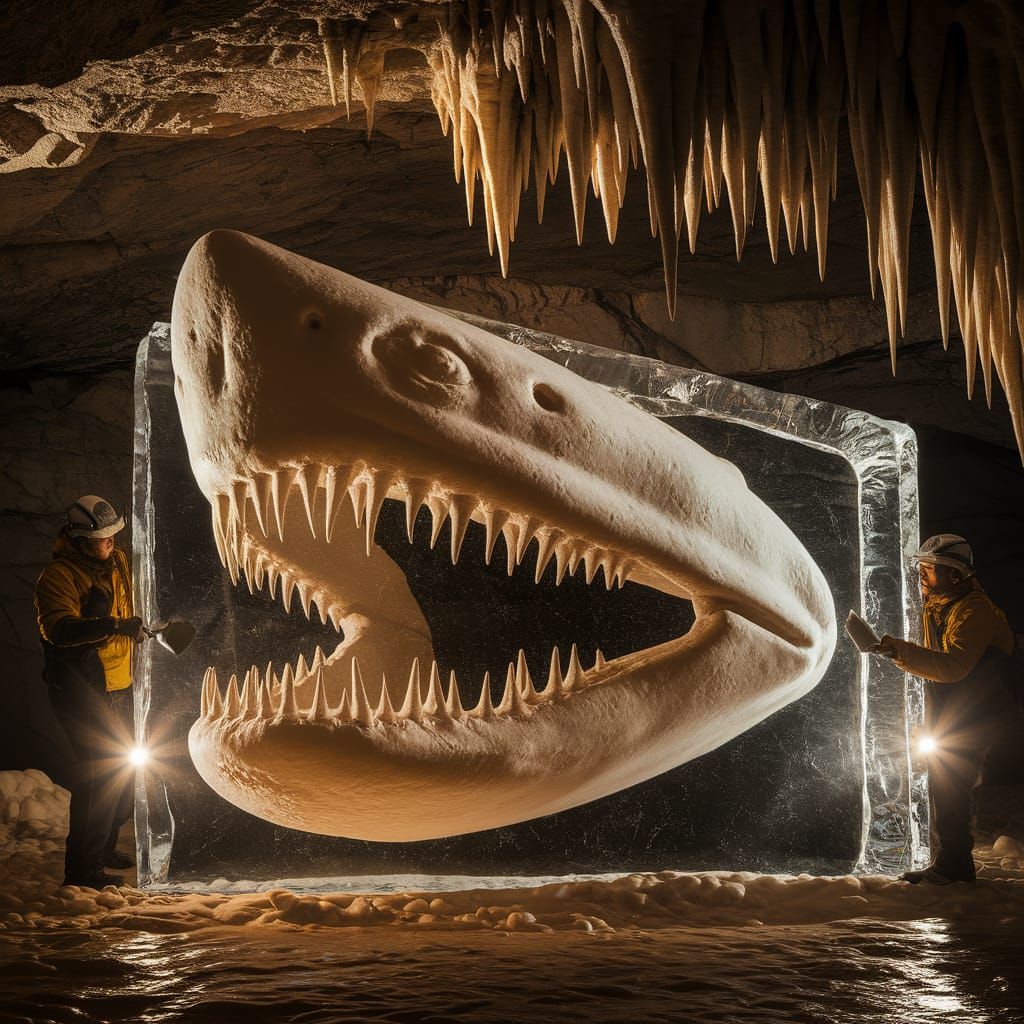 Ancient Megalodon Shark Uncovered in Icy Cave