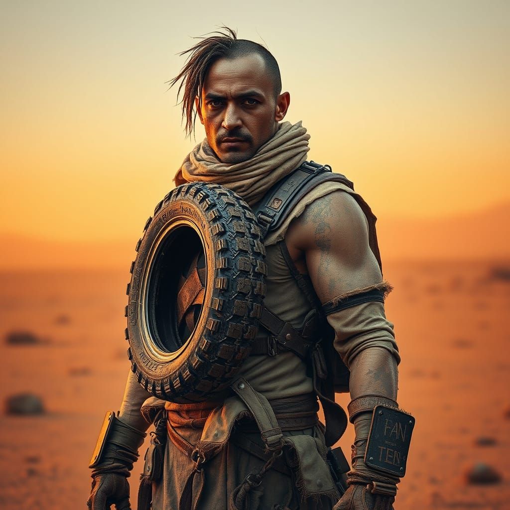 Post-Apocalyptic Warrior in Cyberpunk Style