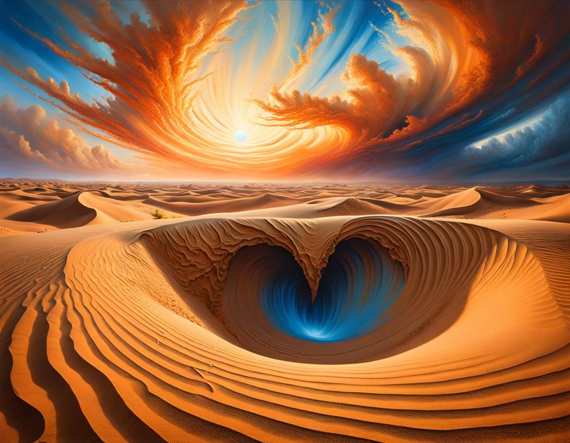 Surreal Desert Sand Vortex in Dreamlike Style