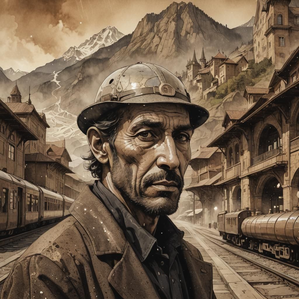 Mystical Alexandrian Man: Surreal Moebius-Inspired Portrait