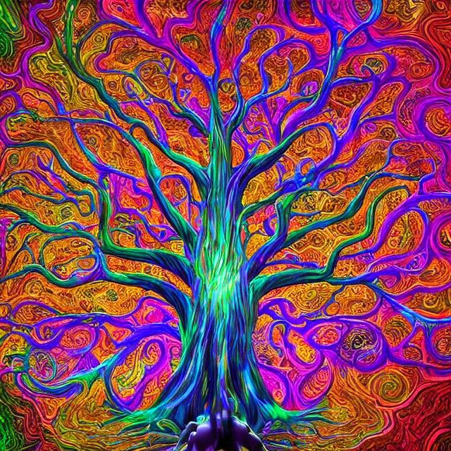 Psychedelic Elemental Tree of Life Digital Painting