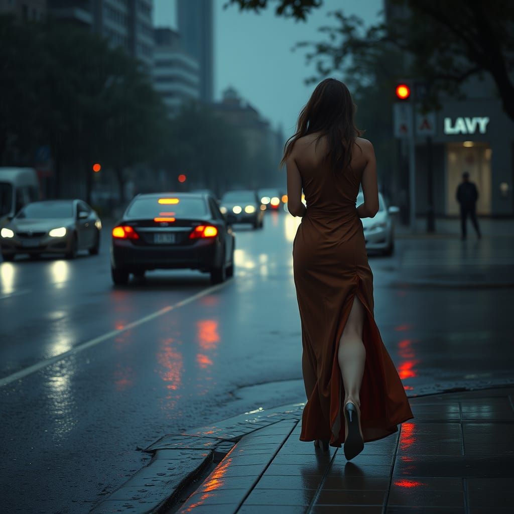 Fatale Crash in Rainy Cityscape