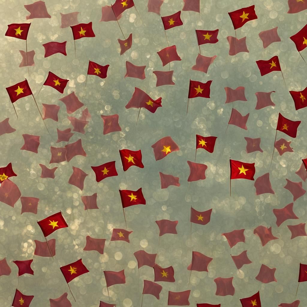 Close-Up of a Vietnamese Flag in Photorealistic Style