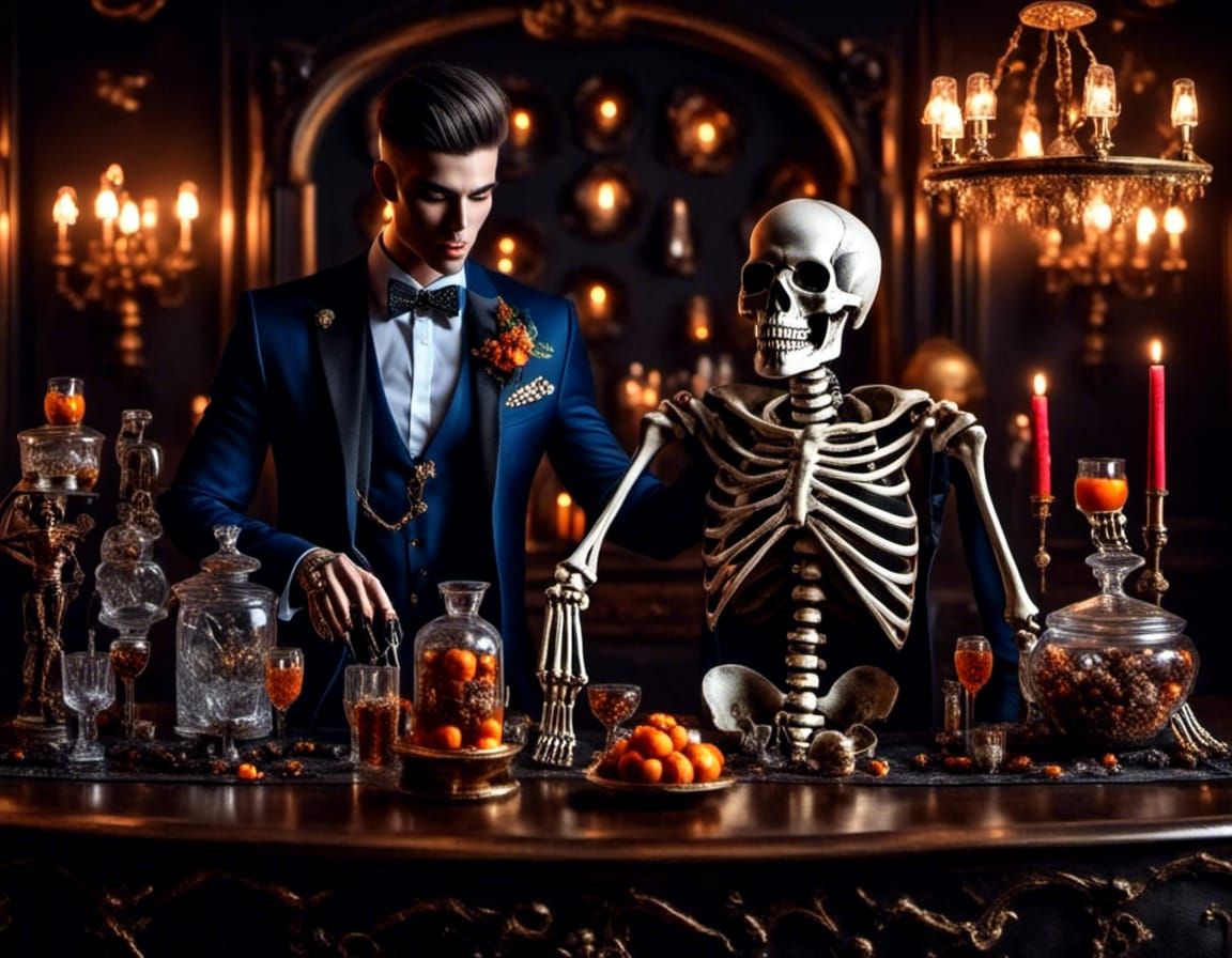 Skeleton Bartender in Ballroom: Danse Macabre