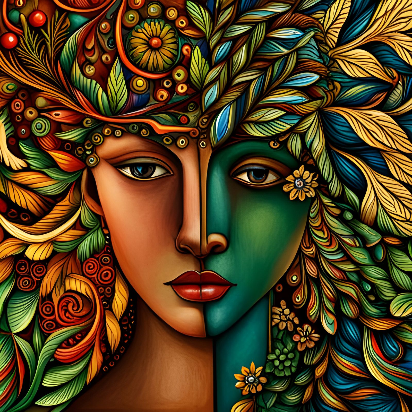 Seasons Forest Portrait in Renaissance Style