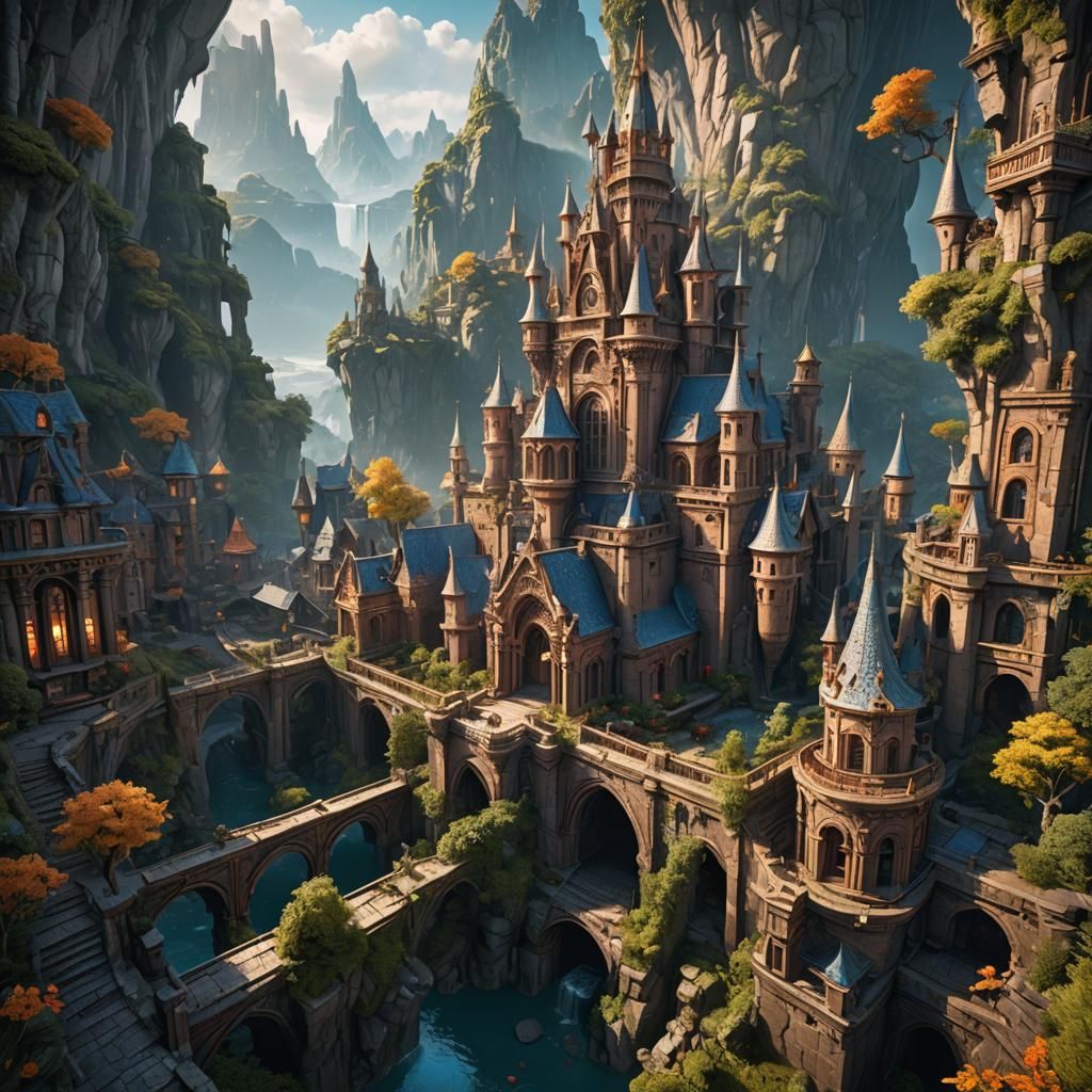 Fantastical Morning Landscape: Detailed Matte Painting