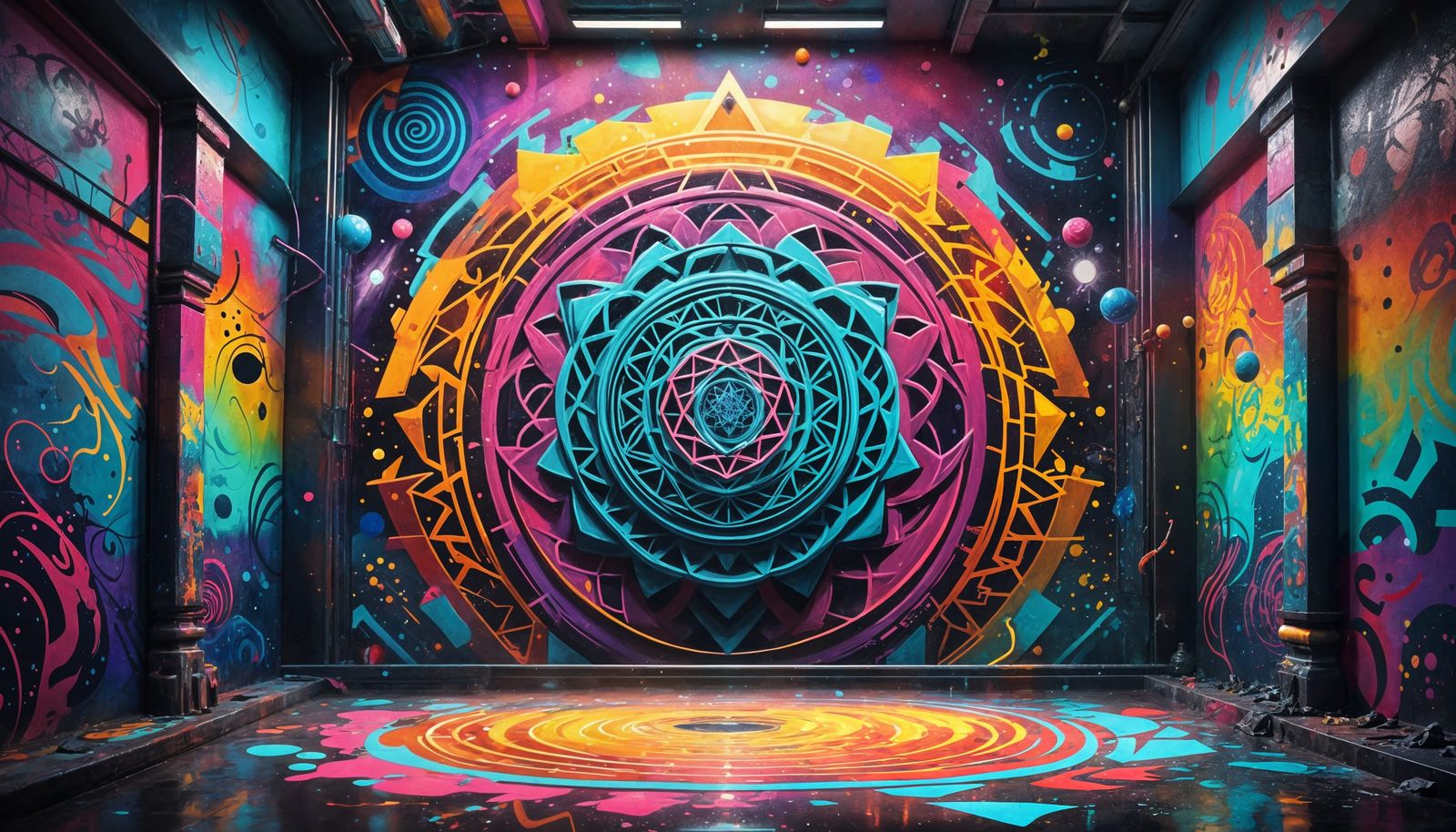 Magic Space Rooms in Sacred Geometry Graffiti Art