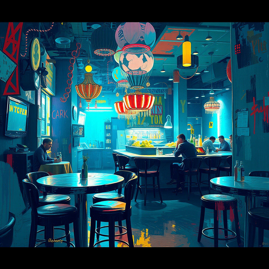 Abstract Cabaret in Expressionist Oil Texture