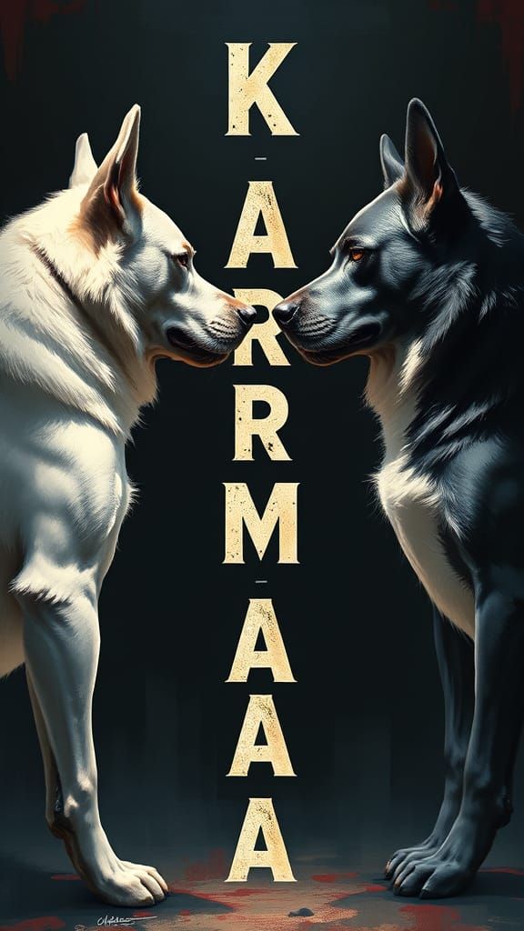 White and Black Dogs Face Off With KARMA Between Them