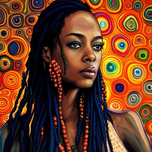 Psychedelic Gothic Portrait of Woman with Dreadlocks