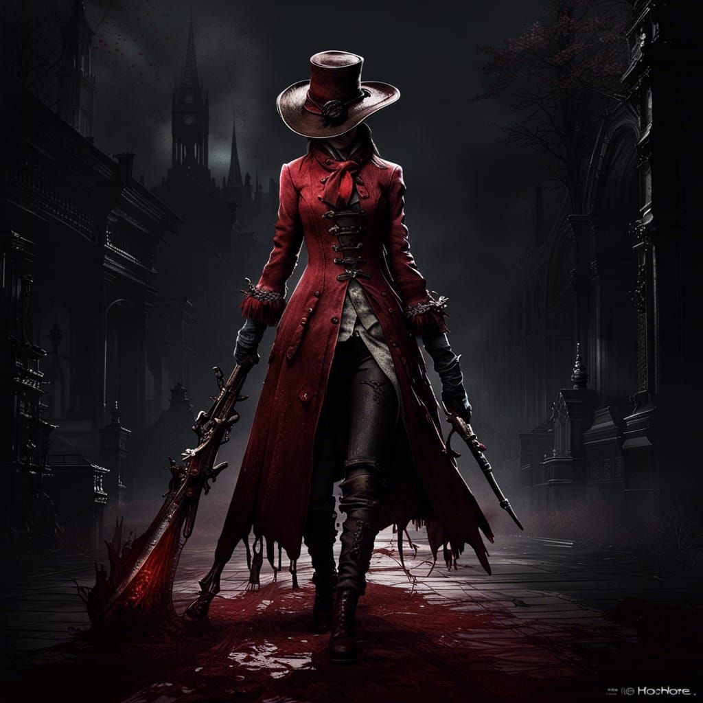 Bloodborne Female Hunter in Red: Dark and Bloody