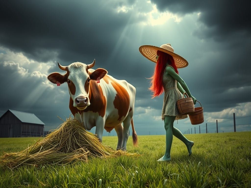 Fantasy Alien Farm Scene in Hyper Realistic Style