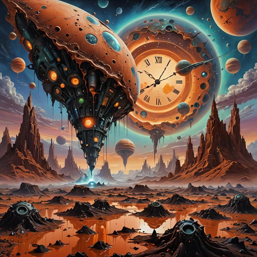 Surreal Martian Invasion with Melting Clocks