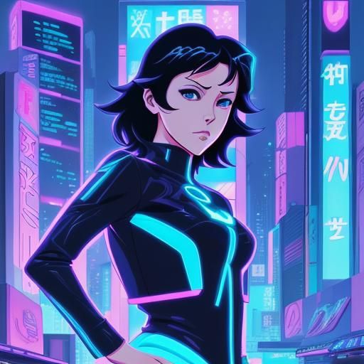 Tron Vice City in Anime Manga Style