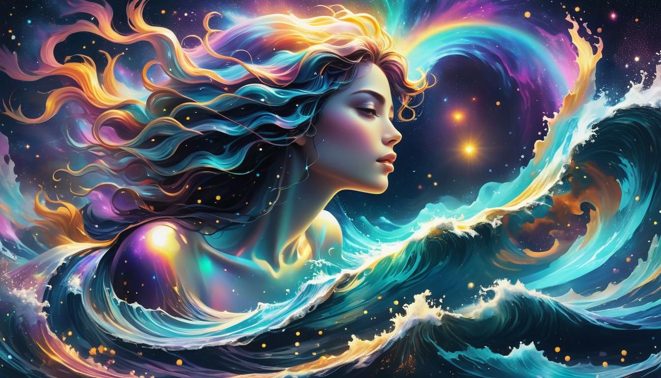 Aquarius Waves: Holographic Cosmic Illustration