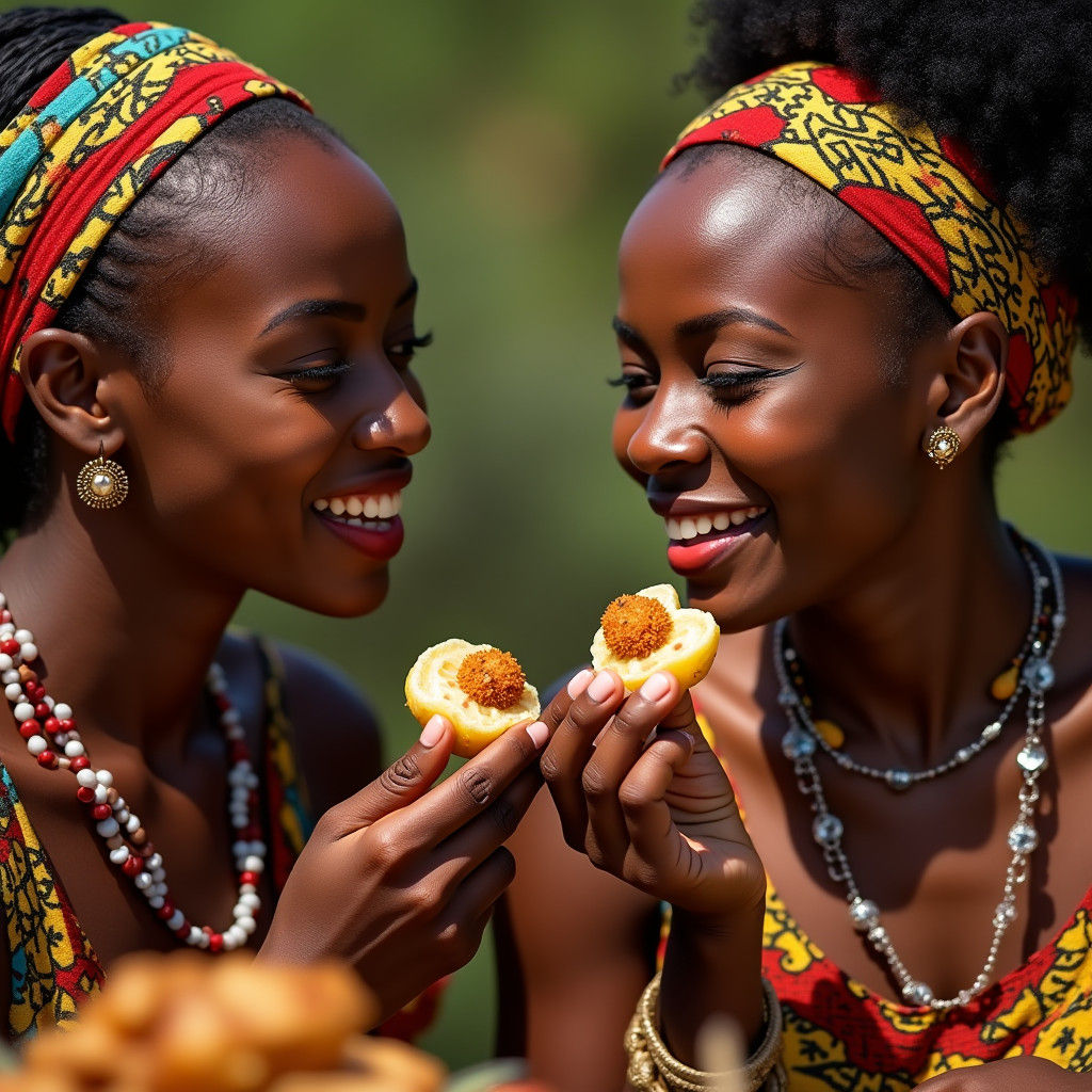 Joyful Connection: African Women in Traditional Attire