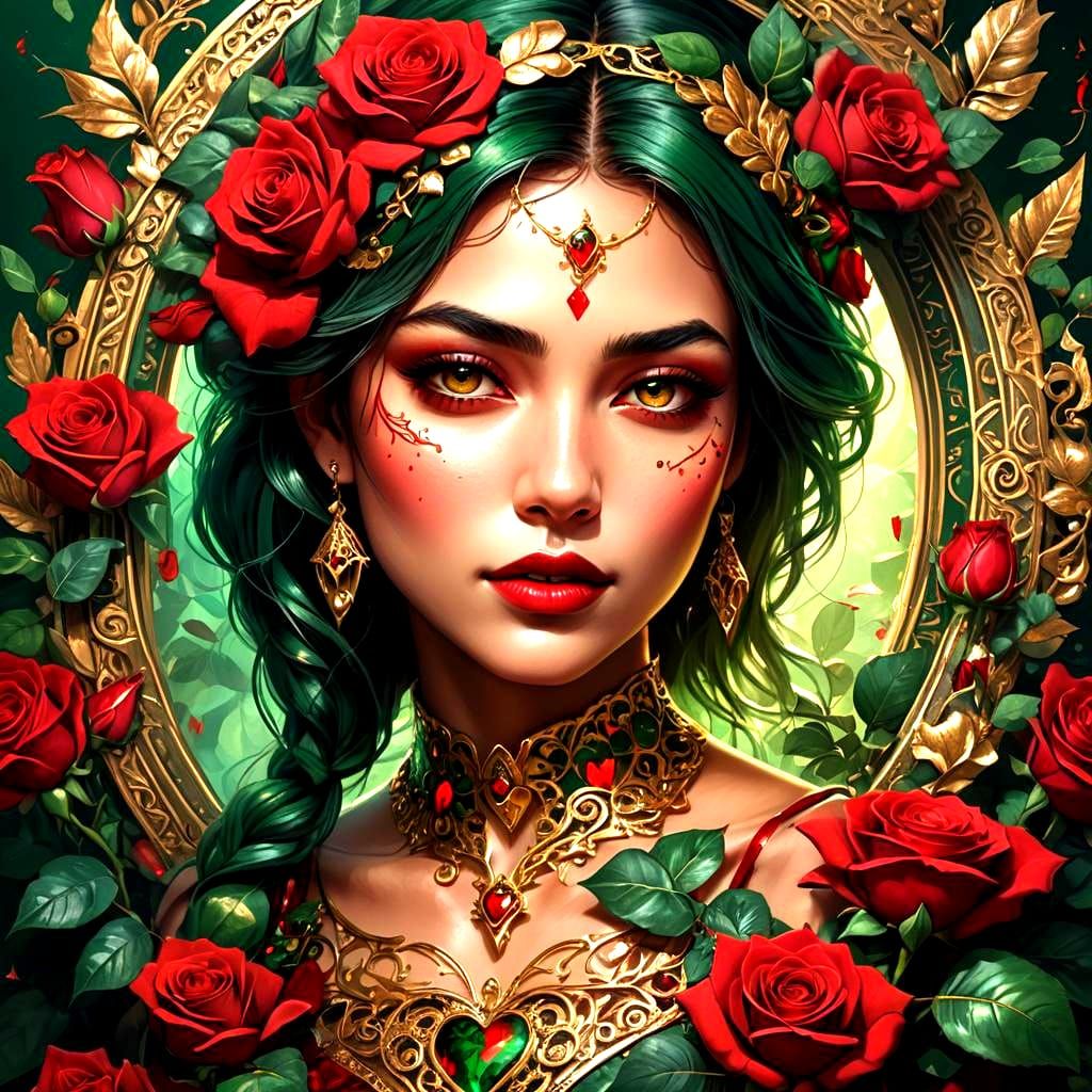 Red Rose Heart Design on Beautiful Girl