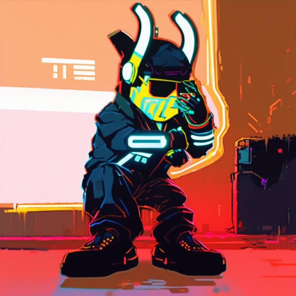 Cyberpunk Character in Neon Cityscape