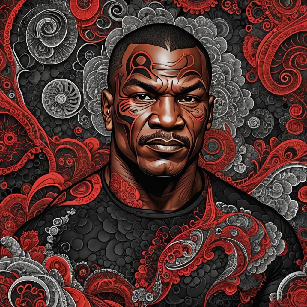 Abstract Red and Black Mike Tyson Vector Portrait