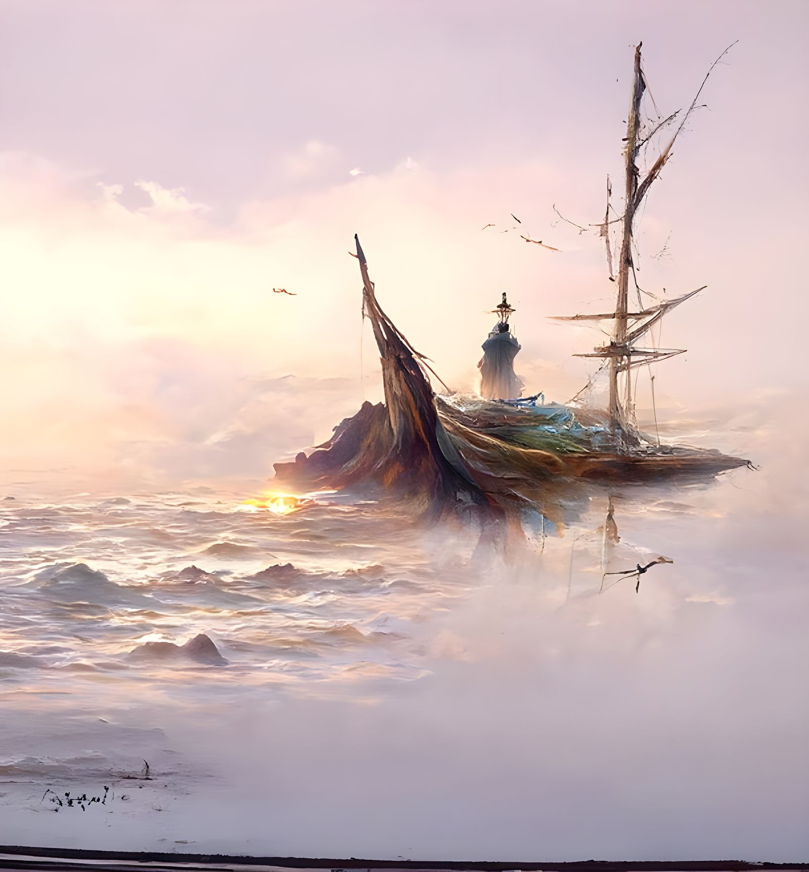 Majestic Seascape: A Voyage Lost at Sea