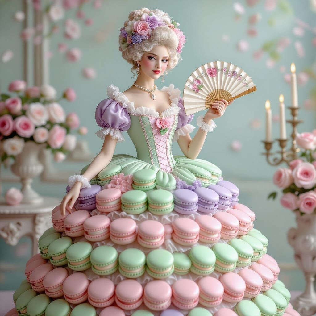Rococo Courtesan in Macaron Gown