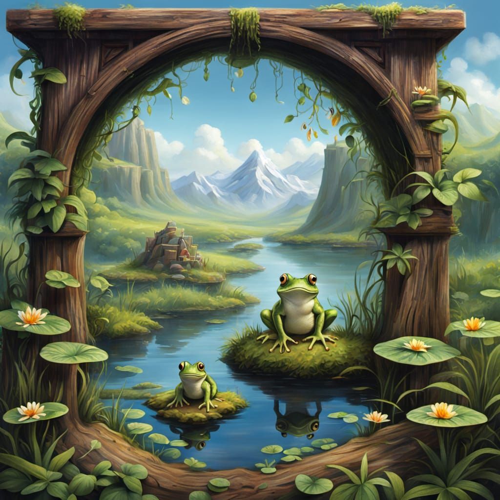 Surreal Frog Portal in Mystical Landscapes